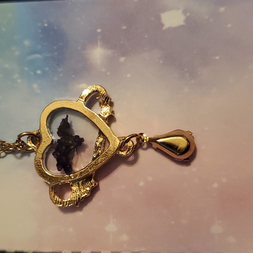Purple Dried Flowers Locket Necklace by Hot Topic [Free gift w/ purchase] - Picture 3 of 4
